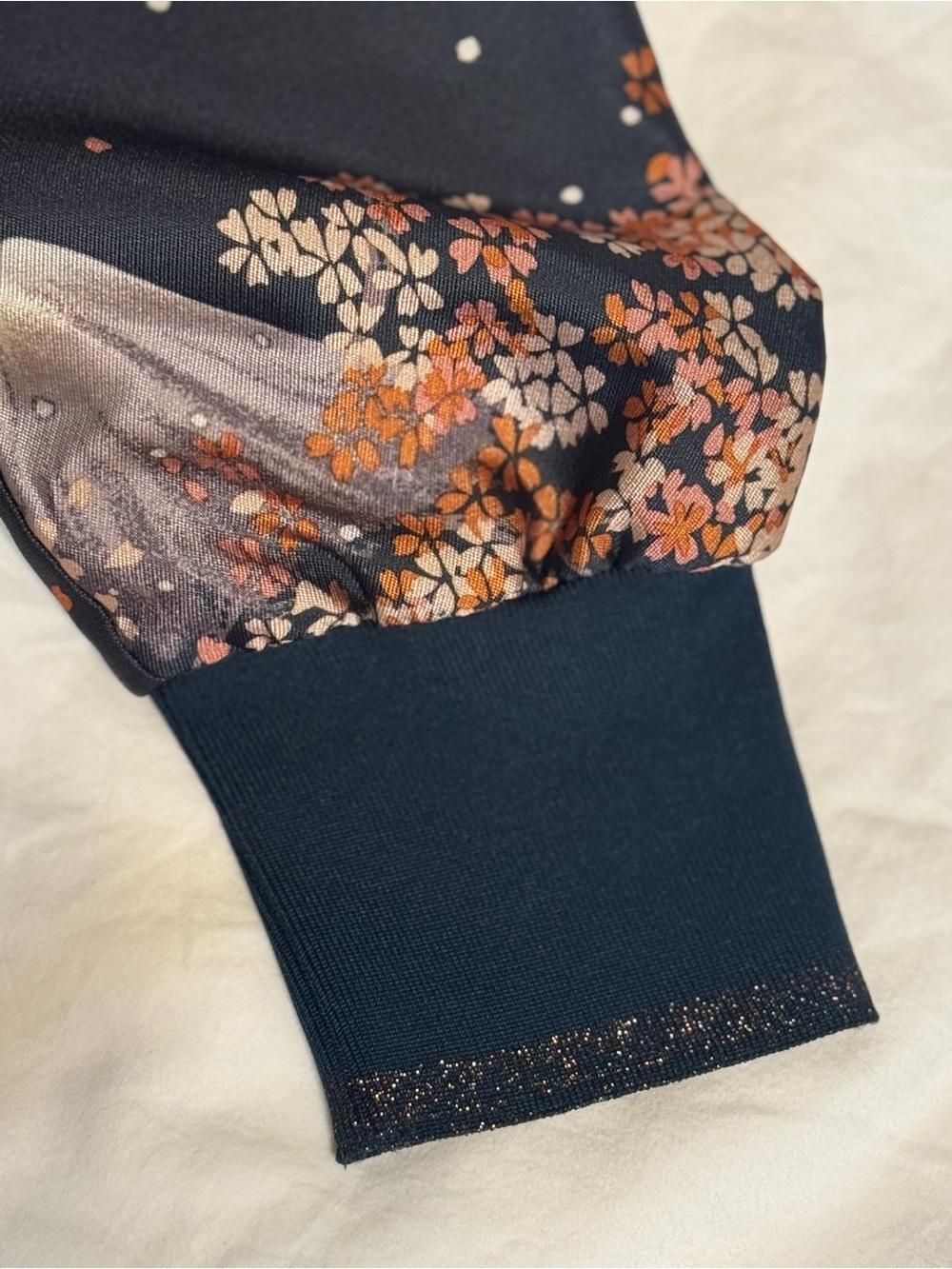 Scotch & Soda Women's Navy Satin Floral Print Top with Pink and Orange Blossoms - Picture 5 of 11